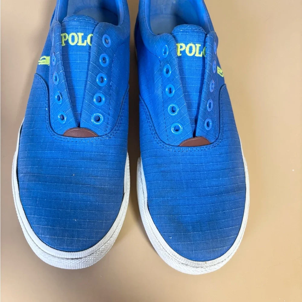 Ralph Lauren Polo blue and green slip on men’s boat shoes 8.5